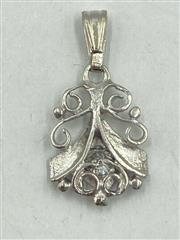 14K White Gold & Diamond Pendant Approx.10 CT. 0.8g